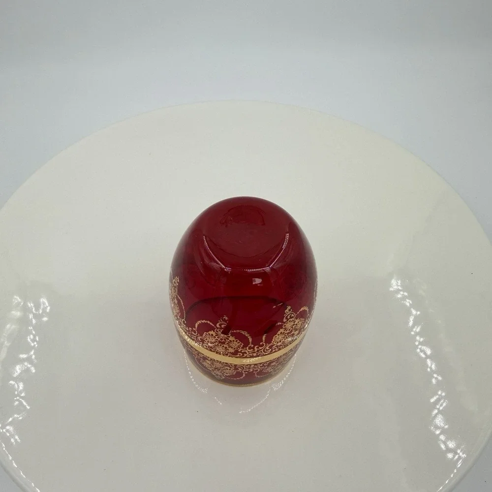 Vintage Murano Tre Fuochi Ruby Red Gold Mini Tumbler Juice Glass 3